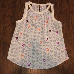 Brand New! Tank Style Blouse With Heart Print